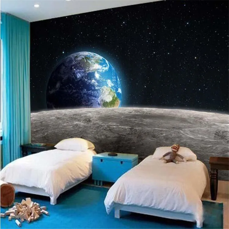 beibehang photo wallpaper Star Earth 3D universe Moon made from large size living room restaurant TV backdrop mural wallpaper