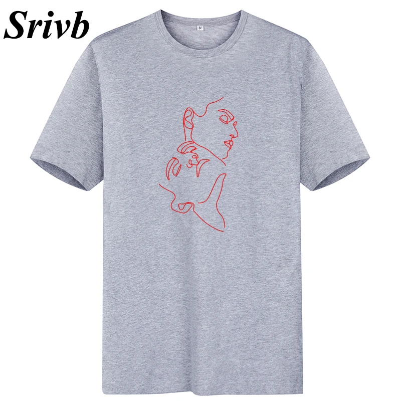 Женская футболка Srivb Черная/белая хлопковая Футболка с принтом лица корейская