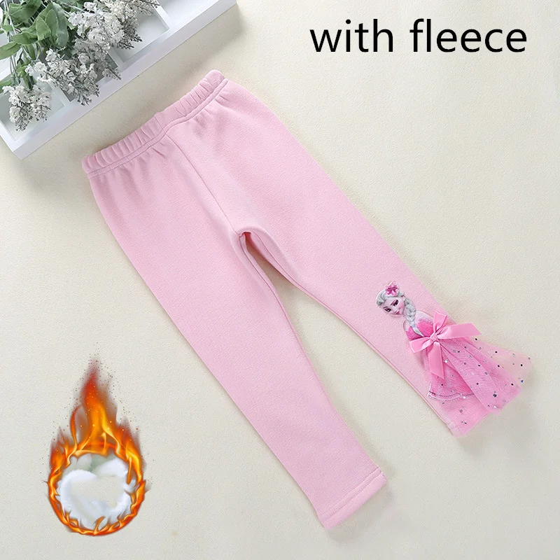 pants wiht fleece-7 Штаны для малышей, коллекция года, флисовые детские штаны-колокольчики, весенние леггинсы для девочек с героями мультфильмов Анна, Эльза, София, принцесса, штаны с вышивкой - Цвет: pants wiht fleece-7