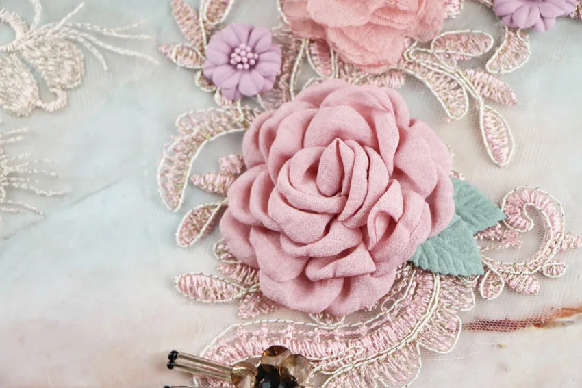 heavy industry hand embroidery wedding accessories flower dress three-dimensional petals