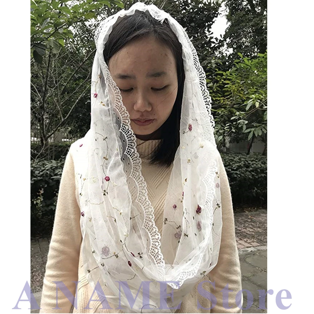 Черные кружевные католический Фата Мантилья для Church Veil головной убор Латинской массового Мантилья negras vela негра вуаль Noir Dentelle