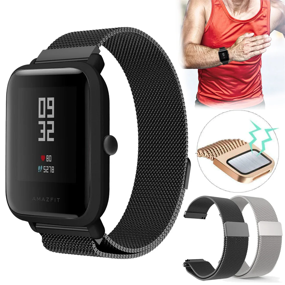 Магнитный ремешок Milanese для Xiaomi Huami Amazfit Bip Pace Lite Смарт часы браслет из нержавеющей
