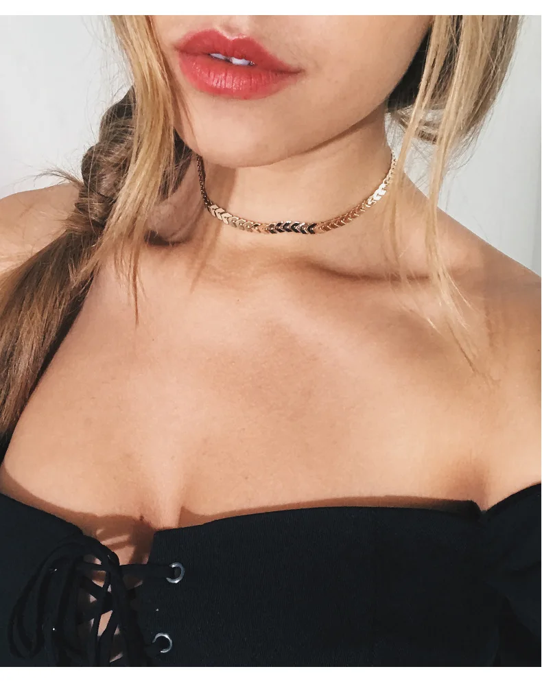 Модное ожерелье чокер золотого и серебряного цвета с татуировкой в виде рыбьей