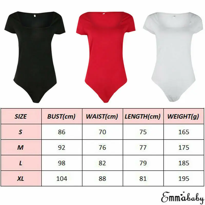 

Women Solid Bodysuit Bodycon Short Jumpsuit Romper Square Collar Short Sleeve Tops