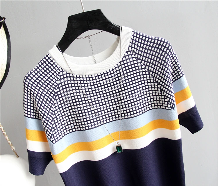 Shintimes Blusas Mujer De Moda новые винтажные женские топы полосатая летняя блузка розовая эластичная Синяя Женская блузка с коротким рукавом