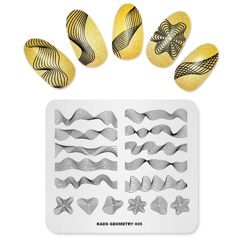 

Geometry nail stamping plate waves design nail Stamping Plates Template Manicure Nail Art Stamp Image Plate Set