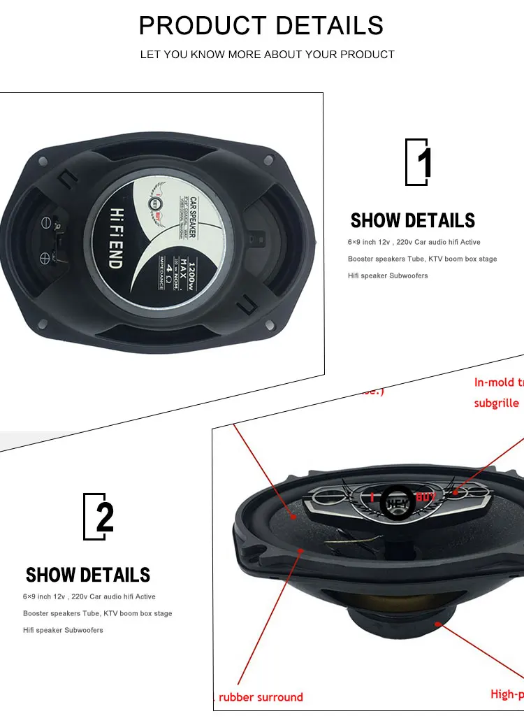 I Key Buy OEM Sub НЧ-динамик 6x9 1200 W 5-Ways 4 Ohm коаксиальные автомобильные аудио колонки громкоговорители полный спектр питание стерео черный