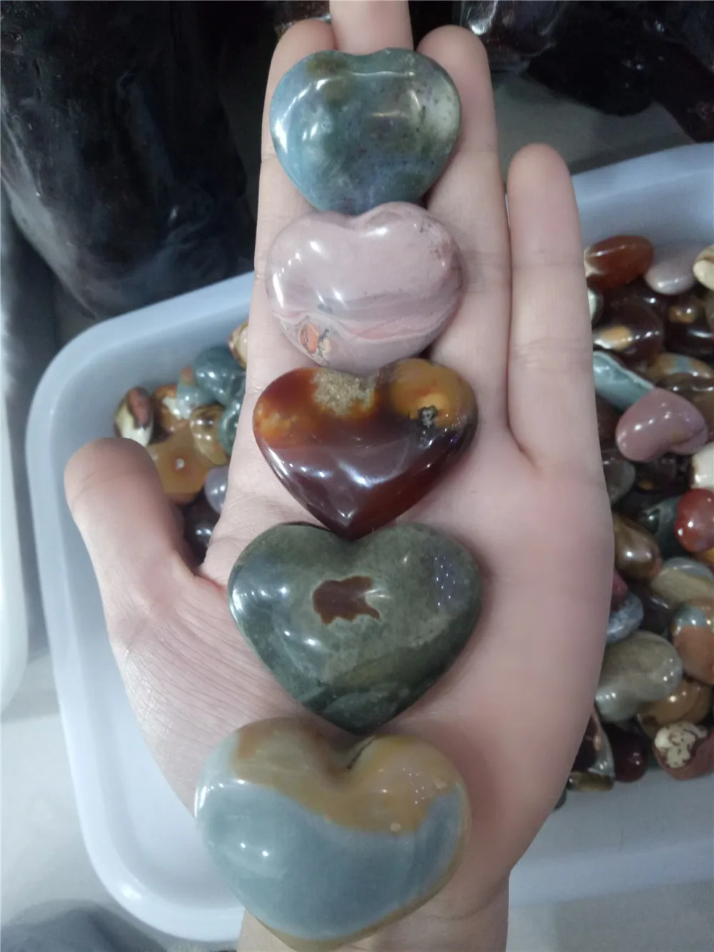 5 шт. натуральный камень океана сердце рейки целебные кристаллы в форме камня для