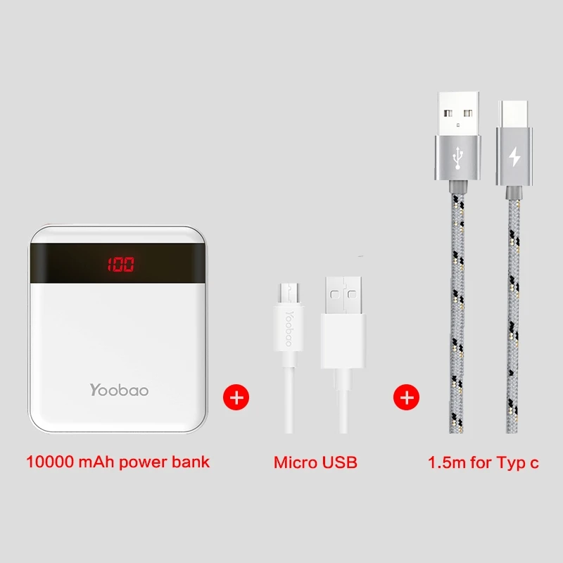 white type-c Yoobao mi ni power Bank, 10000 мА/ч, милое зарядное устройство, портативное зарядное устройство, внешняя батарея, повербанк для Xiaomi mi 2, для телефона huawei P9 - Цвет: white type-c