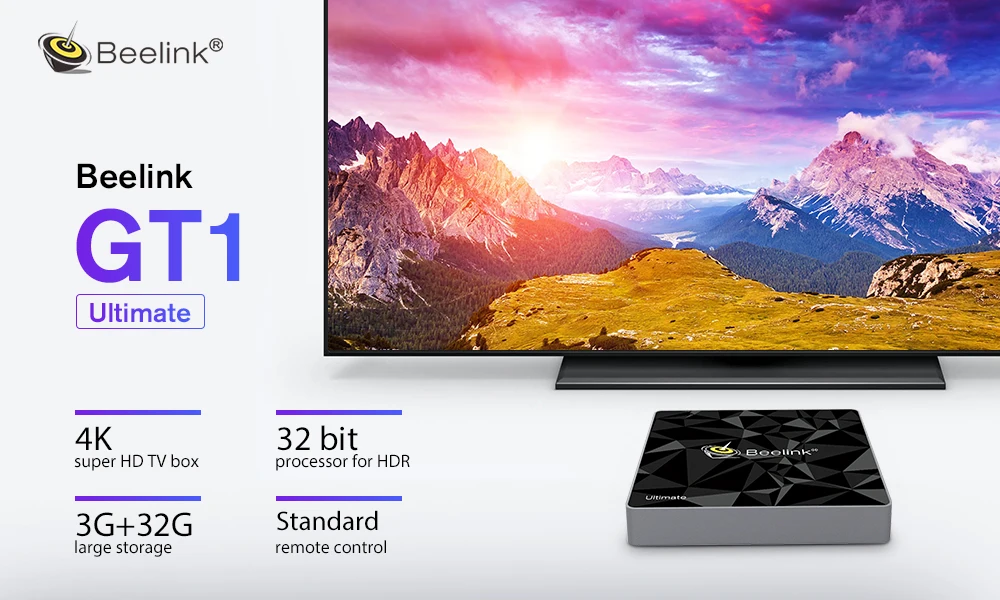 Смарт-ТВ-приставка Beelink GT1 Ultimate Amlogic S912 Восьмиядерный процессор 3 ГБ+ 32 ГБ Android 7,1 Голосовое управление ТВ-приставка BT 2,4G+ 5,8G Wifi 1000M