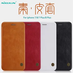 for iphone 7 8 flip case iphone 7 8 plus cover nillkin qin vintage leather card pocket flip cover for iphone 8 phone bags free global shipping