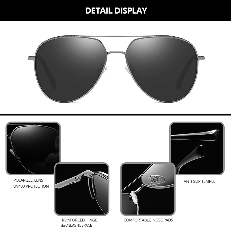 Мужские солнцезащитные очки COASION классические поляризационные в авиационной