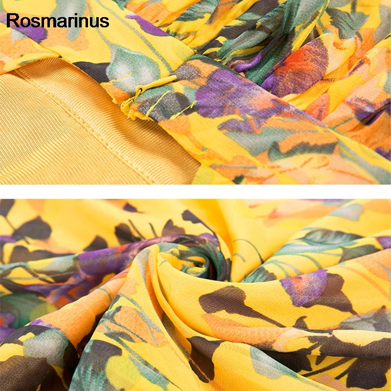 Rosmarinus Boho Цветочное платье женское летнее с глубоким v образным вырезом без