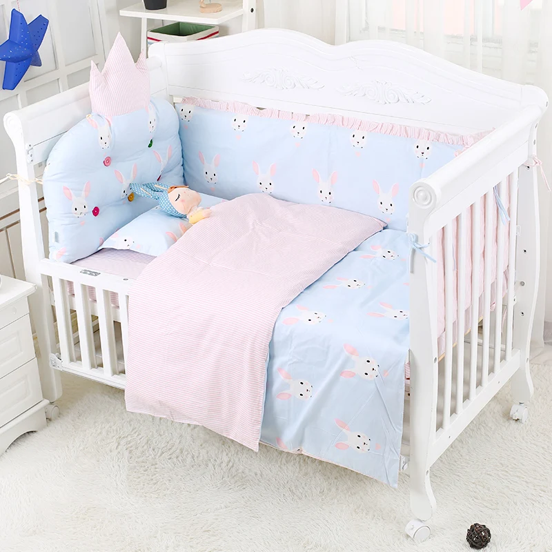 Animal Pattern Baby Bedding Set Infant Soft Bed Around Cot Bed Sheets Cotton Crib Kit For Newborns 6 pcs/set Crib Bedding Set