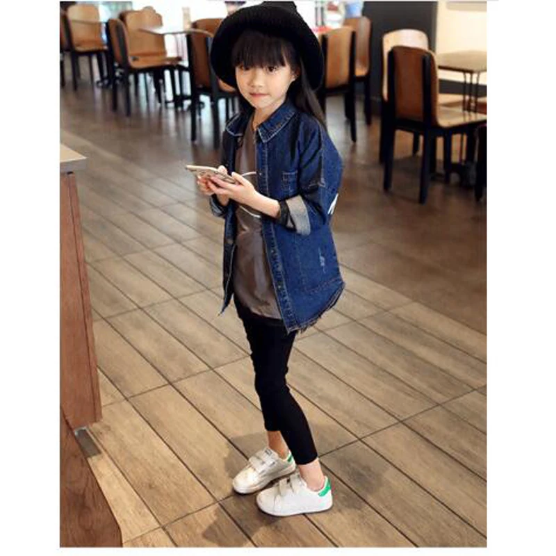 Baby girls clothes children long sleeve denim jacket fashion style autumn shirt cute clothing 2-8Y top | Детская одежда и обувь