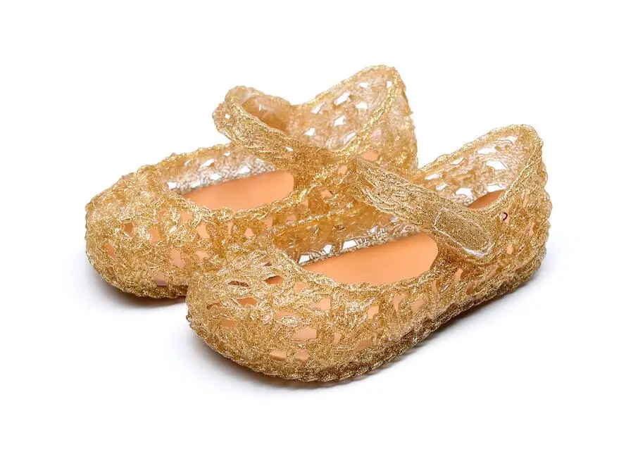 Золотой Мини Melissa для девочек силиконовые летние туфли принцессы для девочек сандалии для девочек Нескользящие детская пляжная обувь; обувь для маленьких девочек Размеры 6-11 - Цвет: Золотой