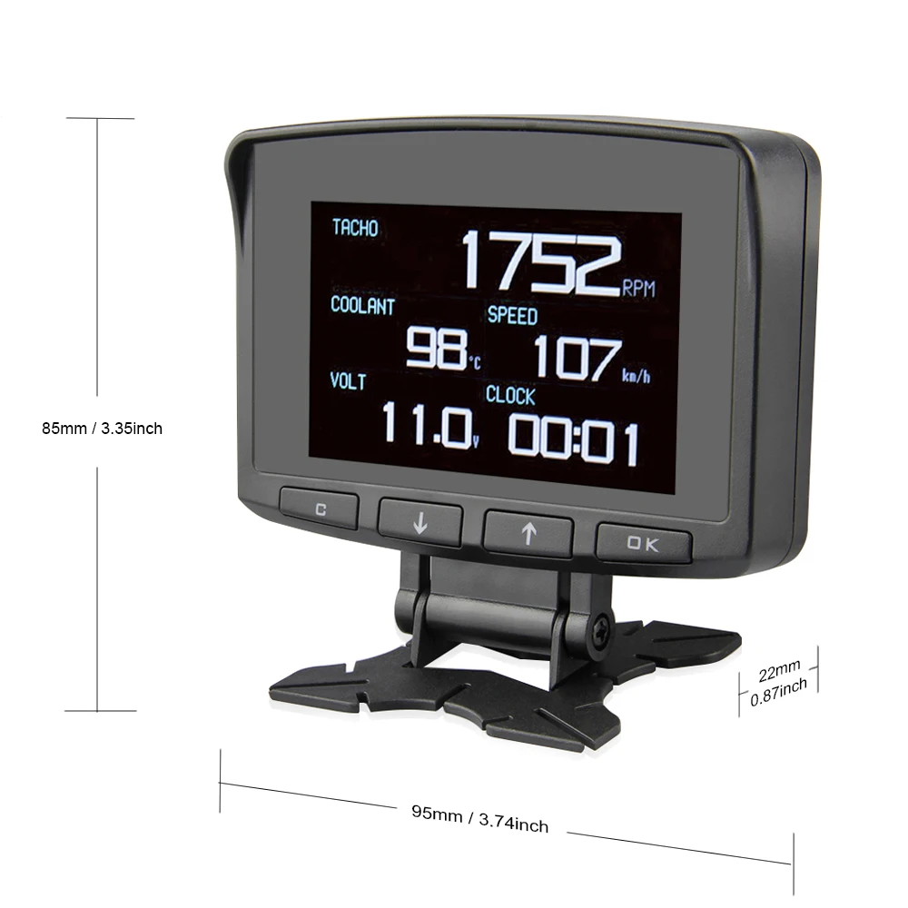 A208 OBD2 датчик температуры охлаждающей жидкости диагностический инструмент термометр цифровые часы DC12-24V автомобильные часы вольтметр тестер напряжения