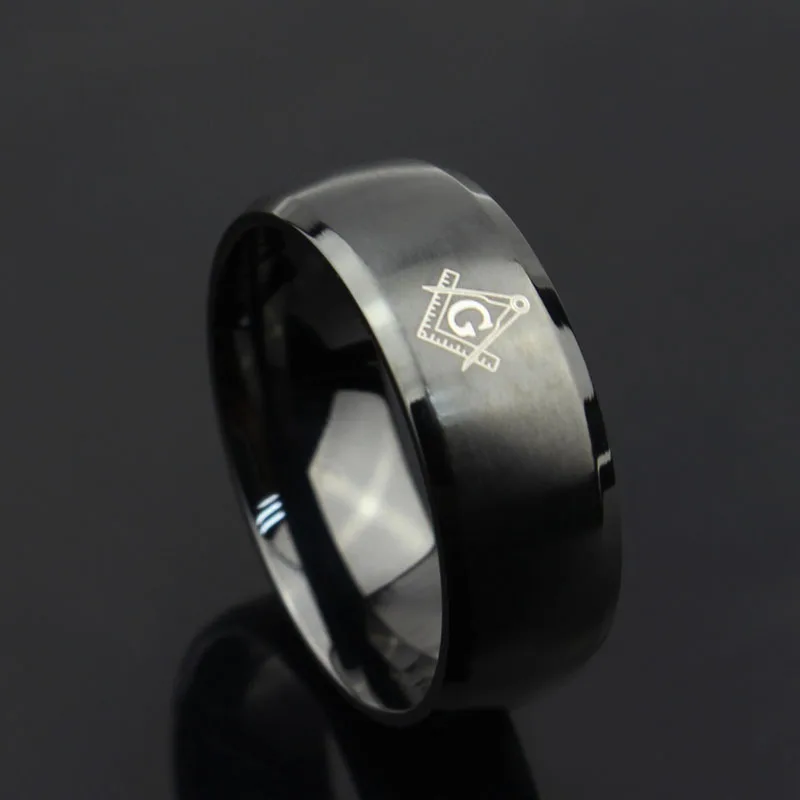 Cool Men Masonic Rings Stainless Steel Wedding Rings for Men Jewelry With 3 Colors Black Carbon Fiber Rings Jewelry