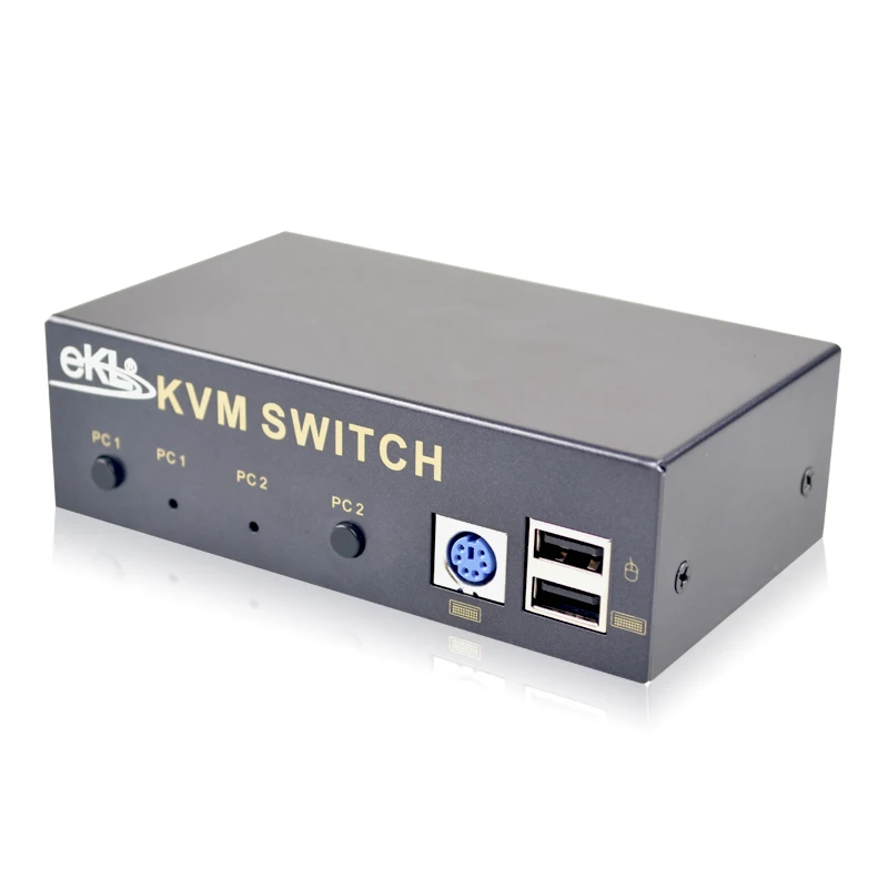 Ekl-21u 2 порт VGA kvm-переключатель USB PS2 клавиатура Мышь коммутатор Box с из предметов KVM