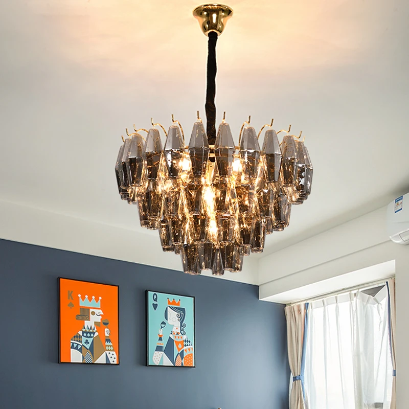 Фумат подвесной светильник дымчато серый цвет шампанского стеклянный LED