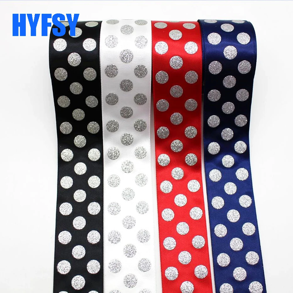Hyfsy 1-1/2 38 мм Серебряная лента в горошек 10 ярдов DIY головной убор подарочная упаковка материалы ручной работы Полиэстер Сатин Серебряный Порошок