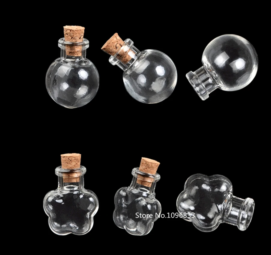 

50pcs Mixed Shapes Mini Glass Bottles Cork Wood Hanging Rope Small Jars Wishing Bottles Bracelets Pendants Gifts Drift Bottles