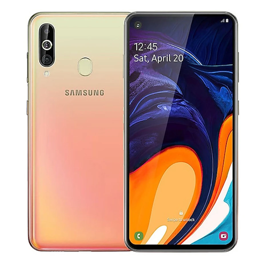 Мобильный телефон samsung Galaxy A60 A6060 Android, две sim-карты, четыре ядра, Snapdragon675, 6,3 дюймов, 6 ГБ ram, 64 ГБ rom, 3 тыловые камеры NFC