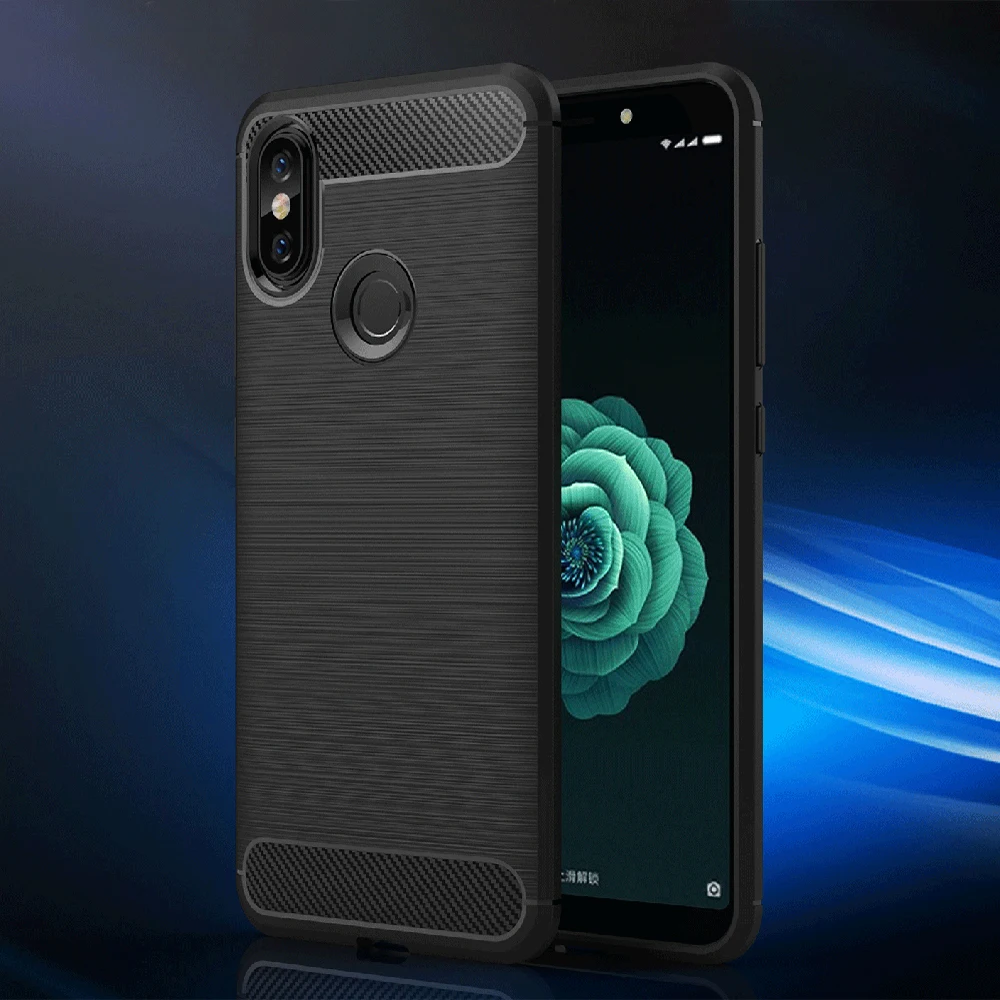 Мягкий чехол Tomkas из ТПУ для Xiaomi Mi 6X силиконовый мягкий углеродного волокна с