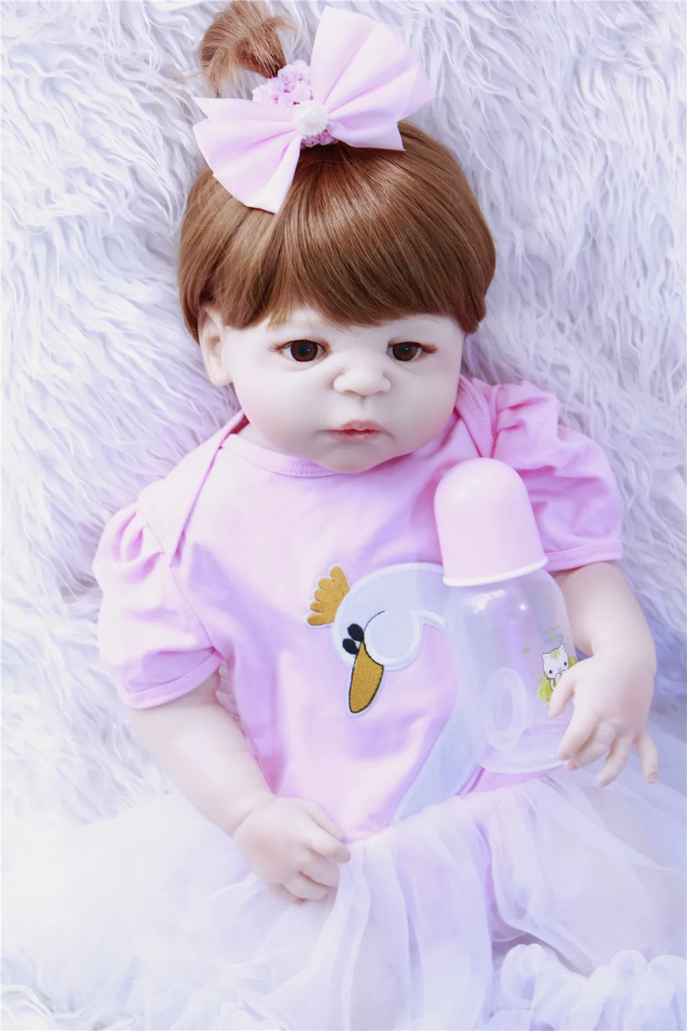 22 &quot55 см Розовая кукла принцессы для девочек новорожденных силиконовый винил