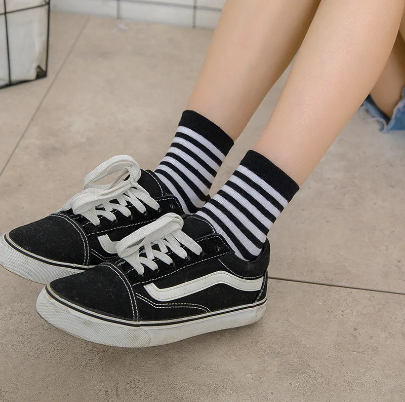 Ravna Tira Cotton Pretty Striped Star Cute Warm Stockings For Female Women's Sporting Leisure Pure Students stock Meias | Женская