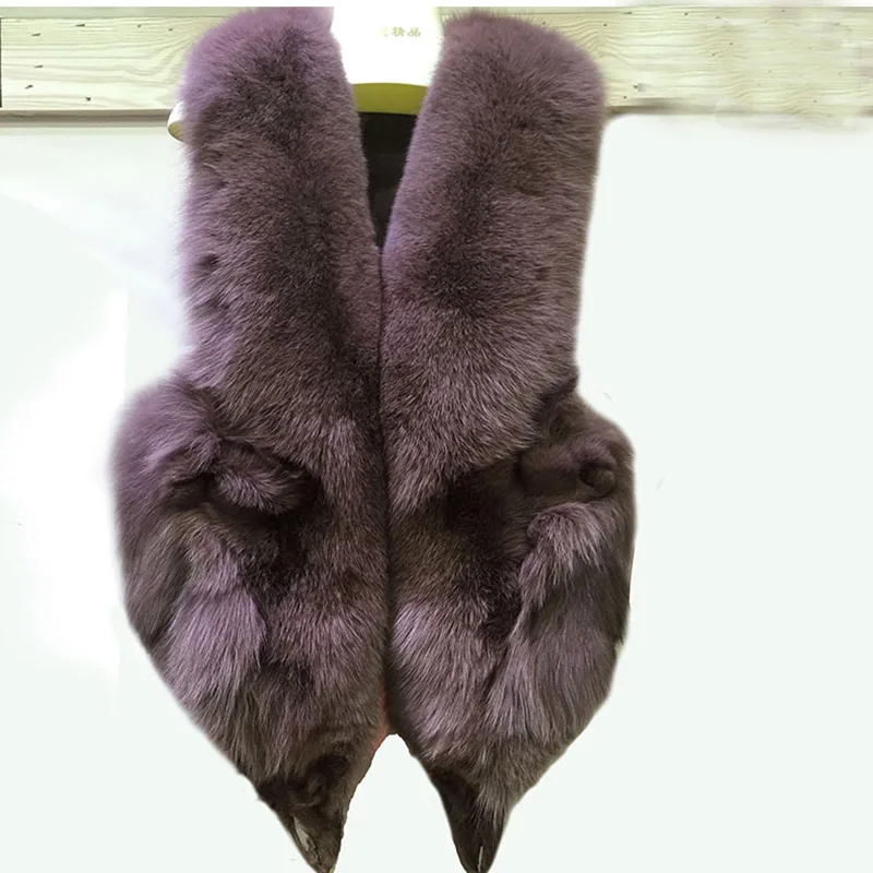 2018 new whole leather fur vest female fox head coat | Женская одежда