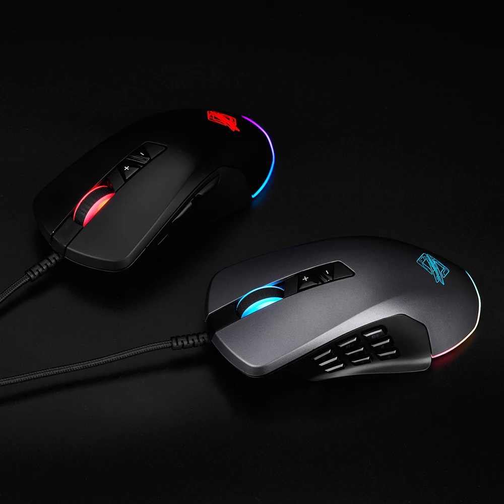 Игровая мышь Ajazz 5000DPI USB Проводная RGB с подсветкой со сменными боковыми кнопками и
