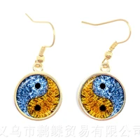2018 new retro yin yang gossip yoga earrings glass dome buddhism spirital pendant yoga chakra drop earrings for women jewelry
