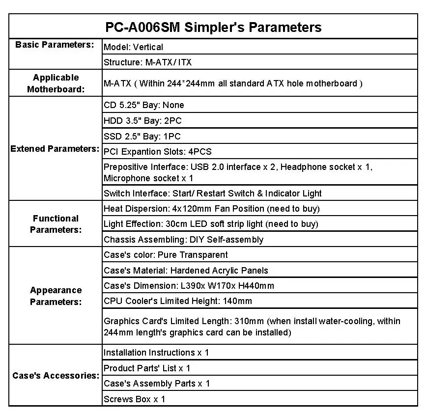 QDIY PC-A006SM MicroATX прозрачный акриловый чехол для компьютера PC чехол с водяным охлаждением игровой плеер акриловый чехол для компьютера