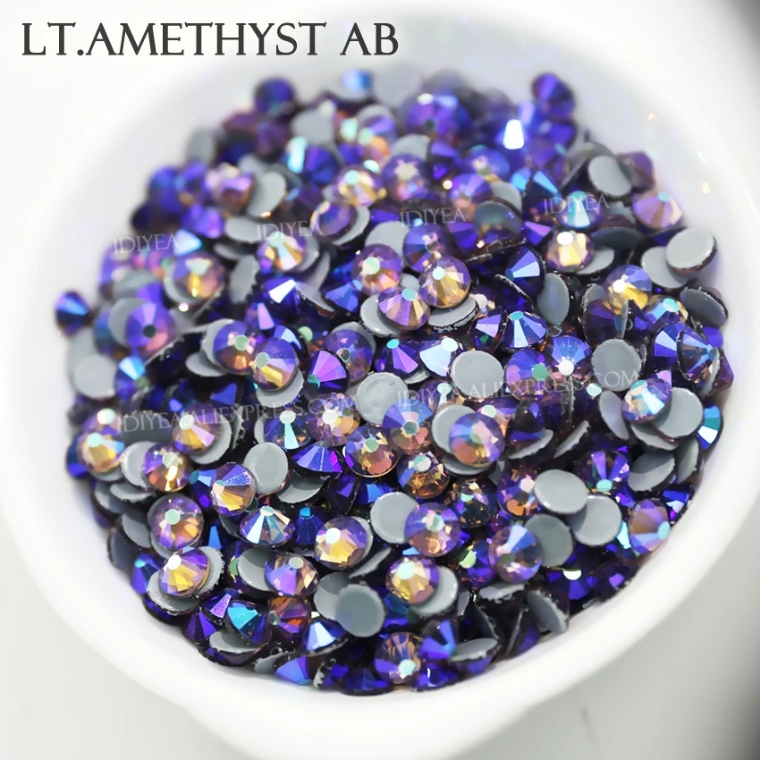 Lt. Amethyst AB Горячая фиксация Кристалл Стразы плоская задняя часть стразы горячей фиксации камень для рукоделия свадебное платье блестки украшения