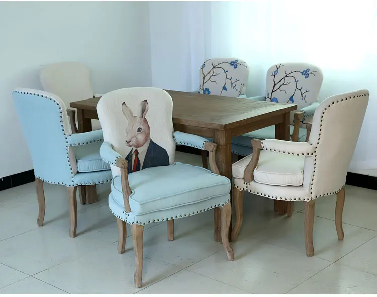 Louis fashion Dining chairs American desk European retro solid wooden Nordic simple single Cafe leisure