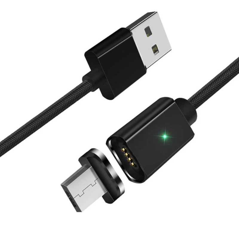 Магнитный кабель Micro USB для синхронизации данных нейлоновый Плетеный светодиодный индикатор магнитное зарядное устройство, кабель с поддержкой зарядки для большинства популярных Android