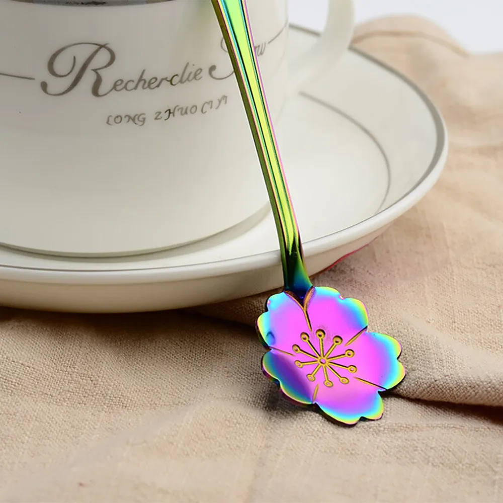 Цветная ложка для мороженого из нержавеющей стали десертная Лопатка с цветами