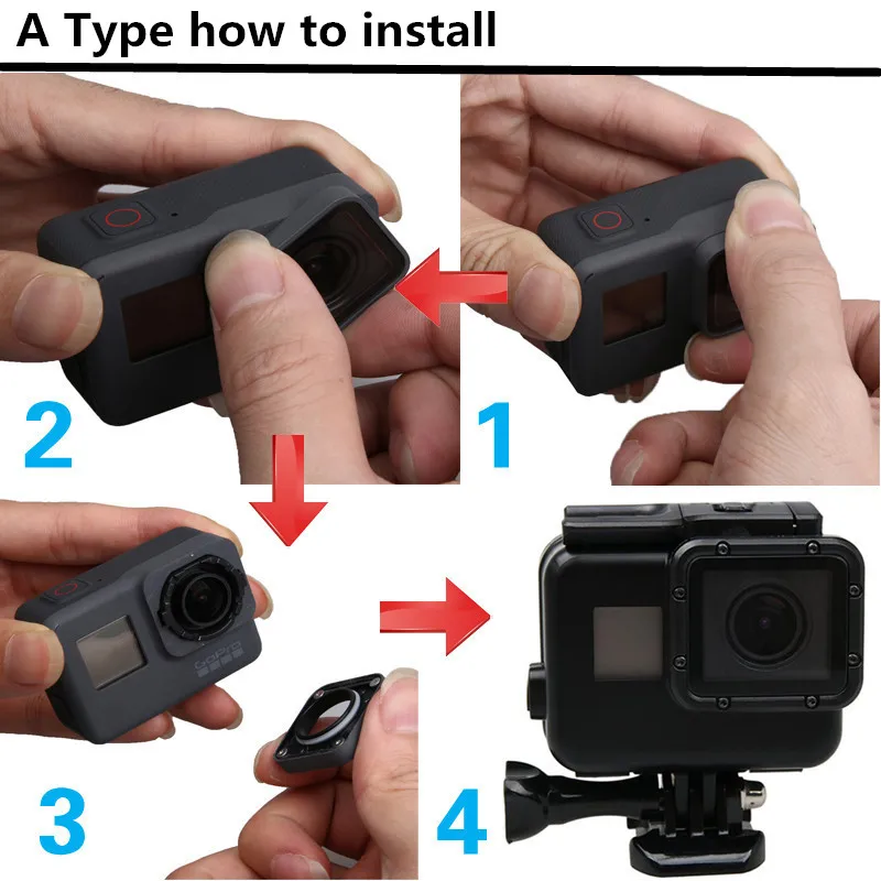 Черный водонепроницаемый чехол для Gopro Hero 5 6 закаленная пленка сенсорный экран