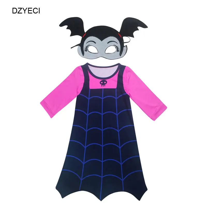 Blue3 Mask Disfraz Vampirina/костюм для девочек; платье на Хэллоуин; детское Эксклюзивное платье; детская маска; повязка на голову; маскарадный костюм; vetement Fille; Возраст 8 лет - Цвет: Blue3 Mask