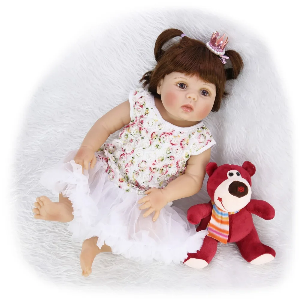 Reborn baby girl dolls 23&quot 57cm bebe boneca reborn silicone completa realista infantil meninas children gift toy | Игрушки и хобби
