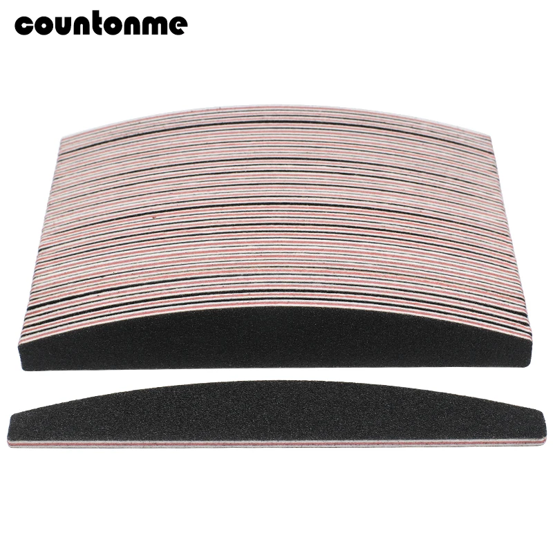 

50Pcs Black Nail Files 100/180 Sandpaper Buffer Block Half Moon Pedicure Files washable Salon Glitter Double sided Nail Art Tool