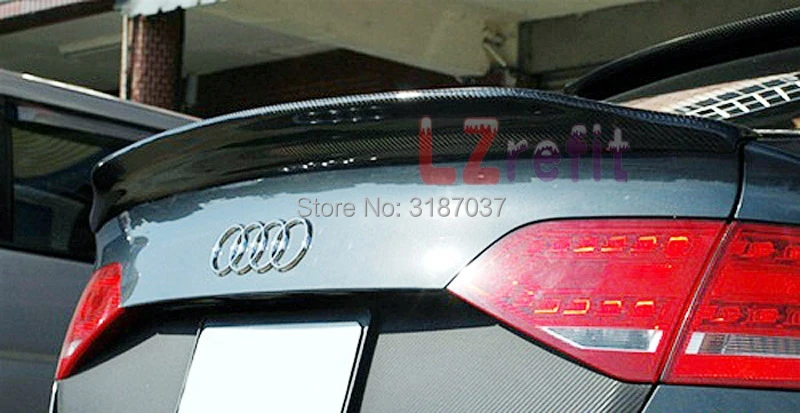 Для Audi A4 B8.5 S4 4 двери 2013 ~ 2016 2 заказа карбоновое волокно задний спойлер на крыло