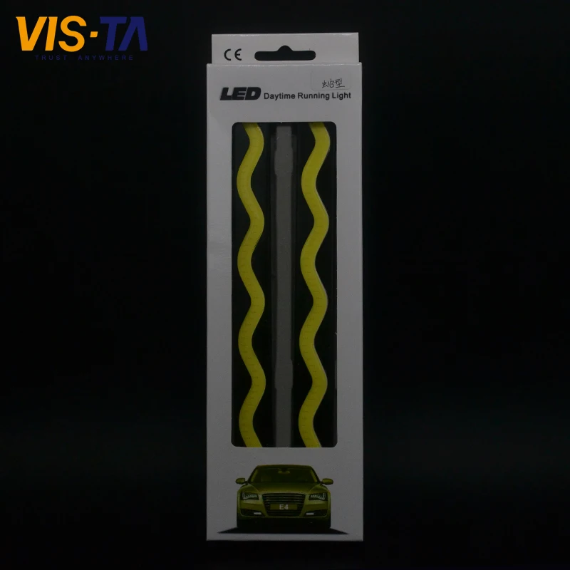 2016 New 2pcs/lot DC 12V Waves Ripple Shapes COB LED Car DRL Fog Strip Daytime Running Driving Lights Super Bright for BMW/Audi |