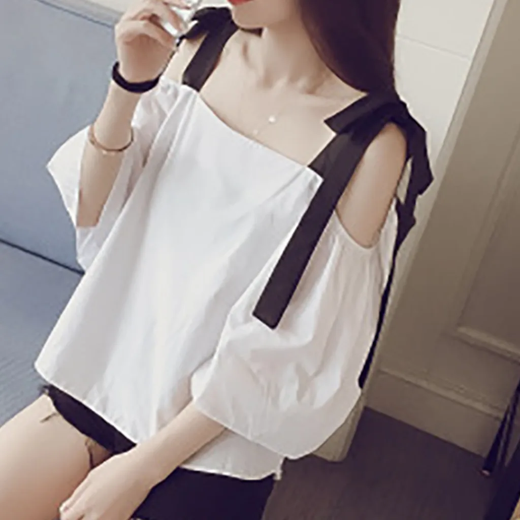 Блузка feitong женская с коротким рукавом свободная 2019 | Женская одежда