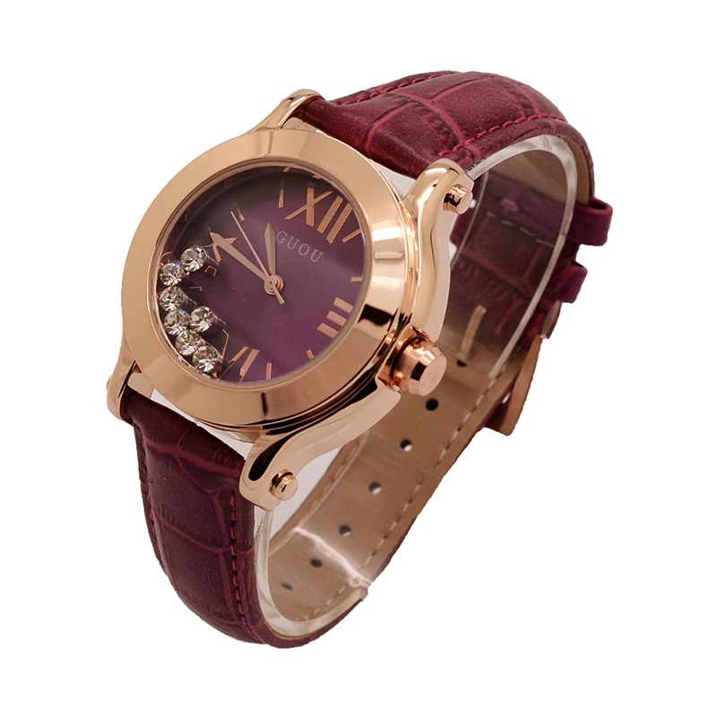 2018 модные роскошные Брендовые женские повседневные Часы Guou с кожаным и стальным
