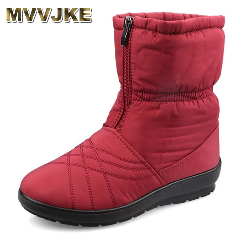 

MVVJKE Waterproof Flexible Cube Woman Boots High Quality Cozy Warm Fur Inside Snow Boots Winter Shoes Woman