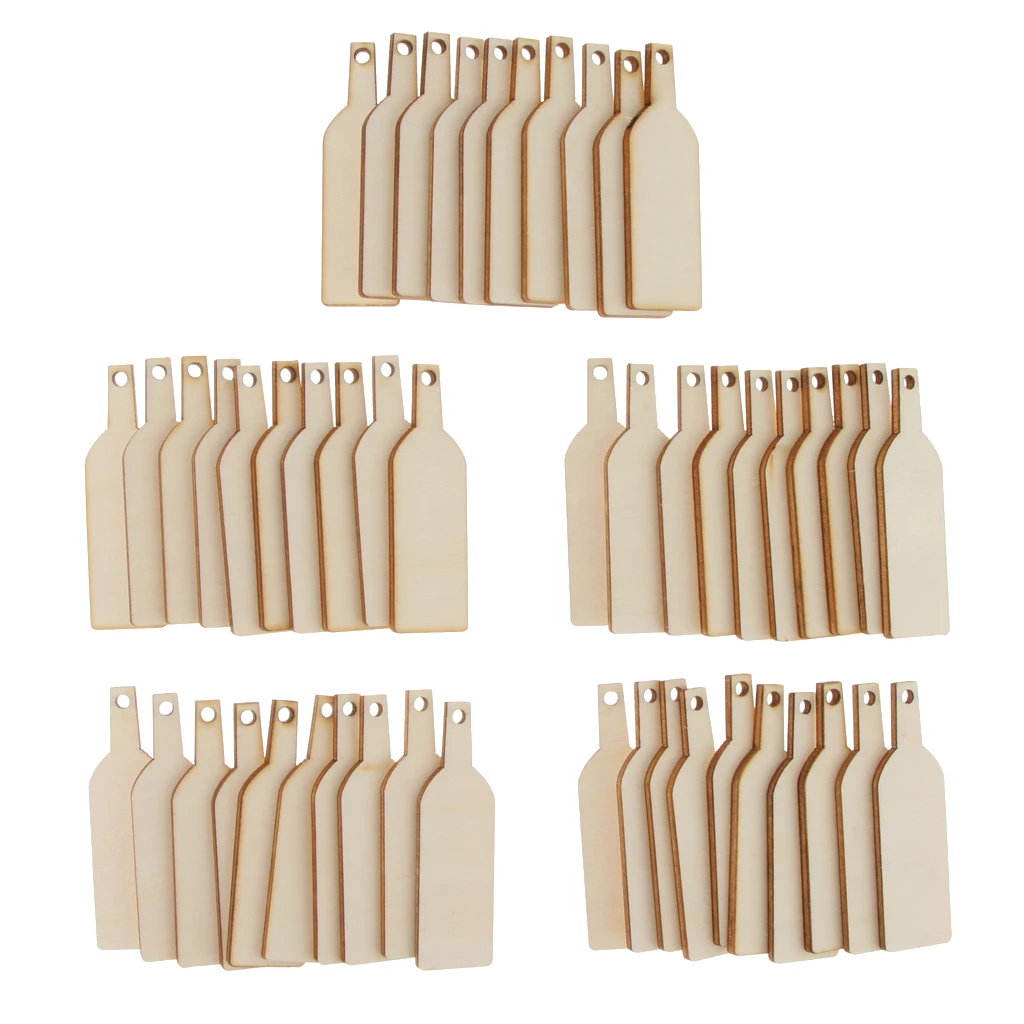 

Pieces of 50 Blank Wine Bottle Wooden Cutout Gift Tags Scrapbooking Embellishements
