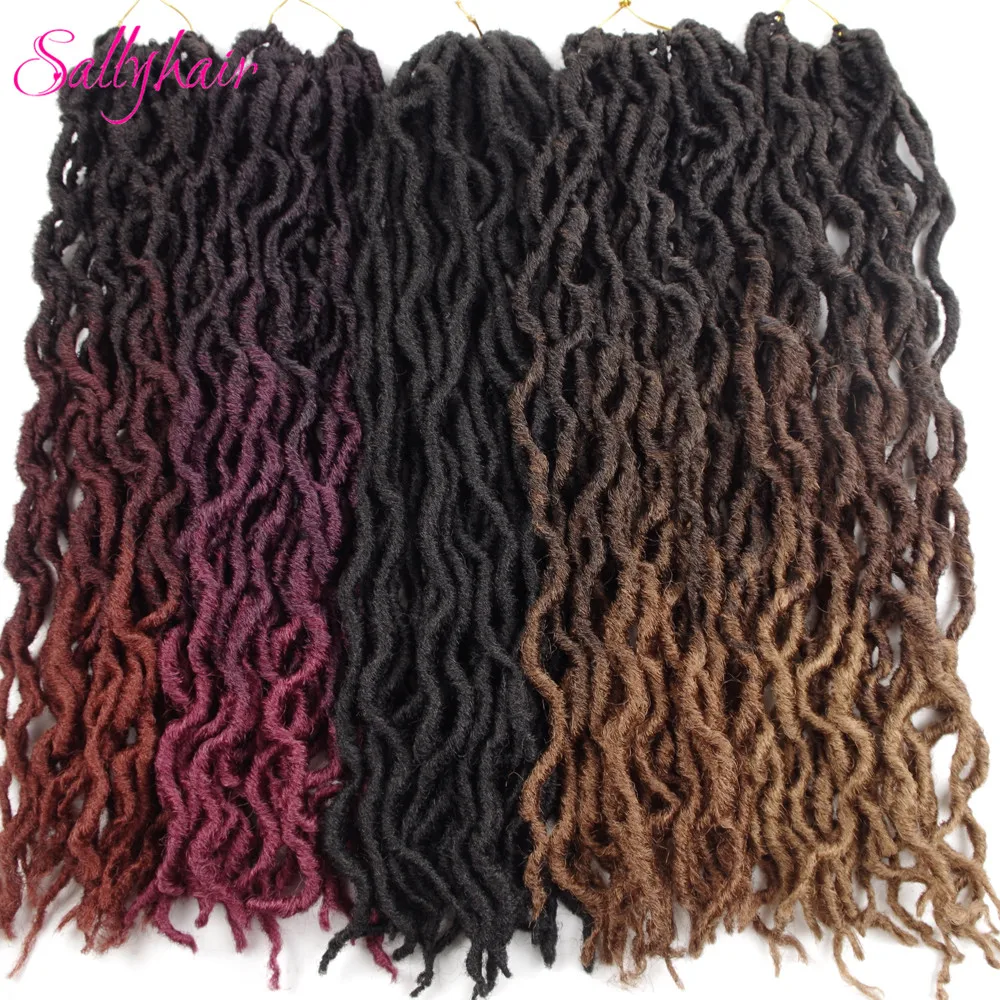 

Sallyhair Crochet Braids Hair Extensions 24 strands/pack Faux Locs Curly Ombre Synthetic Braiding Hair Extension 18inch