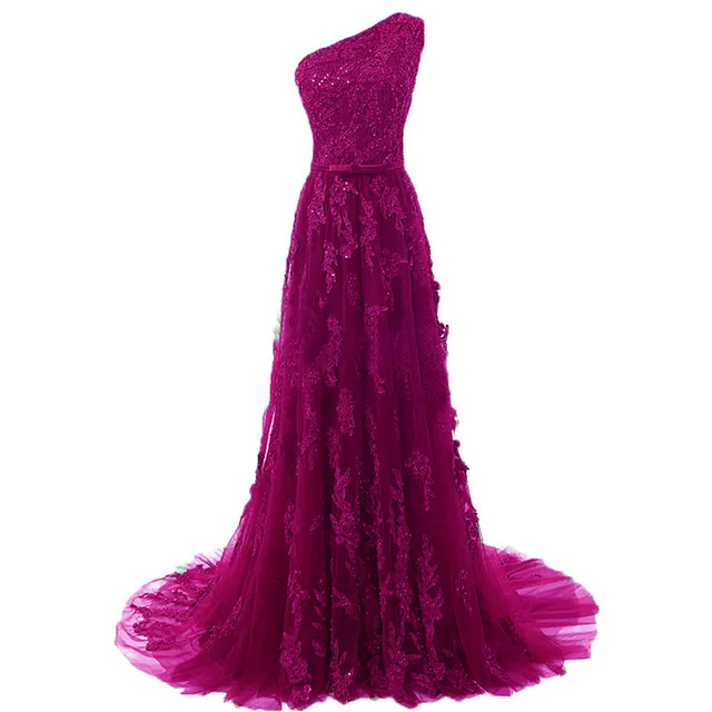 picture color ANGELSBRIDEP Тюлевое вечернее платье Vestido Longo модное зеленое платье на одно плечо вечернее платье знаменитостей популярное - Цвет: picture color